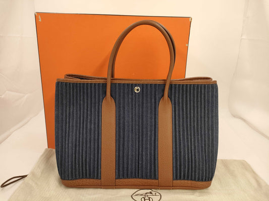 HERMES □L Garden Party Denim Handbag