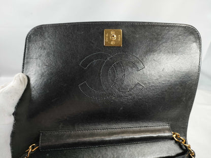 CHANEL Lambskin Push Lock Shoulder Bag