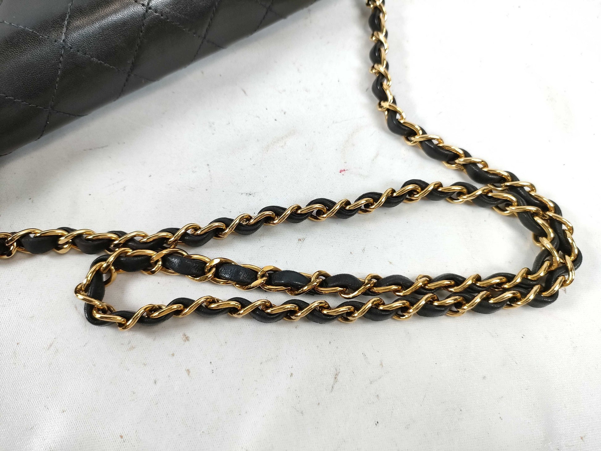 CHANEL Lambskin Push Lock Shoulder Bag