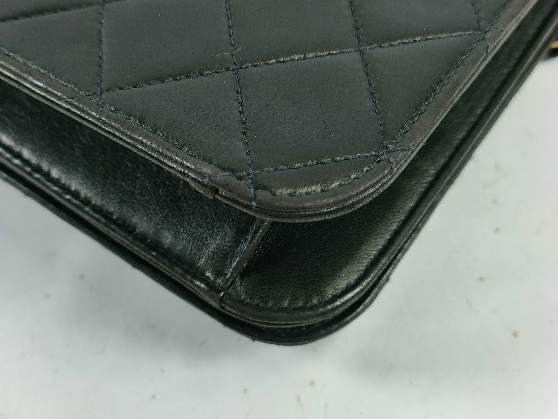 CHANEL Lambskin Push Lock Shoulder Bag