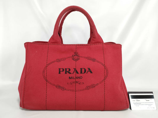 PRADA Canvas/Red/Strapless Tote Bag