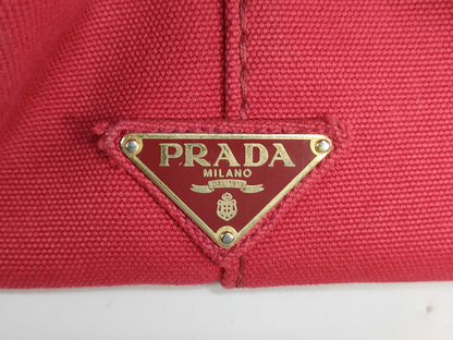 PRADA Canvas/Red/Strapless Tote Bag