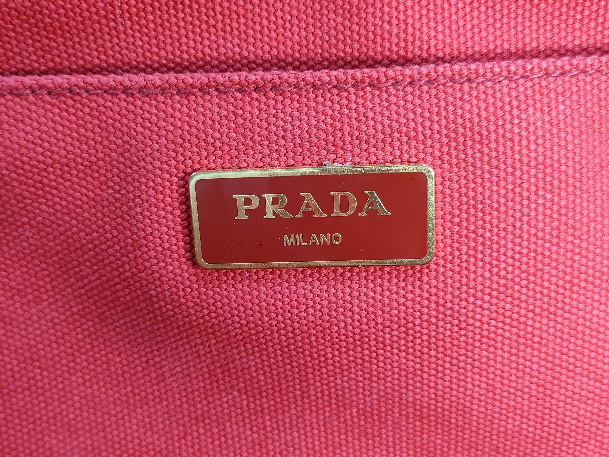 PRADA Canvas/Red/Strapless Tote Bag