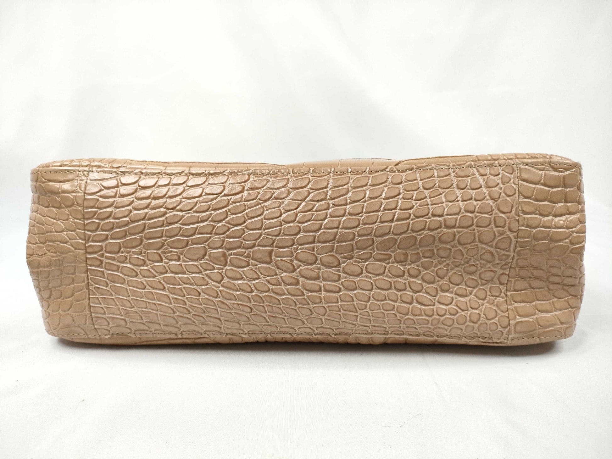 LONG CHAMP Embossed Hand Beige Handbag