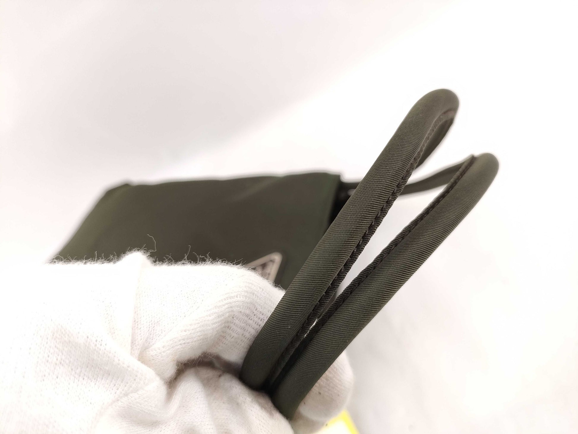 PRADA Nylon Hand Khaki Handbag