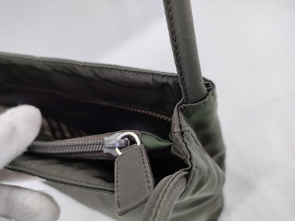 PRADA Nylon Hand Khaki Handbag