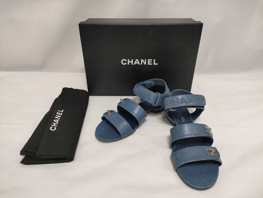 CHANEL Turnlock Logo Sport Sandals Heeled Sandals