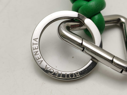 BOTTEGA VENETA Intrecciato/Triangle/Key Ring/Green/Box Key Case/Key Holder