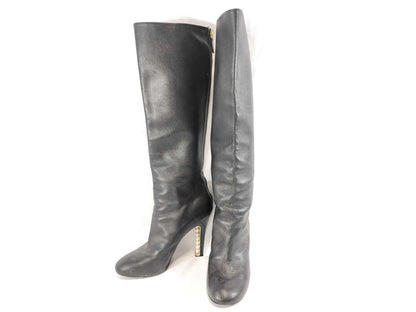 CHANEL Leather Boots with Pearl Other Shoes