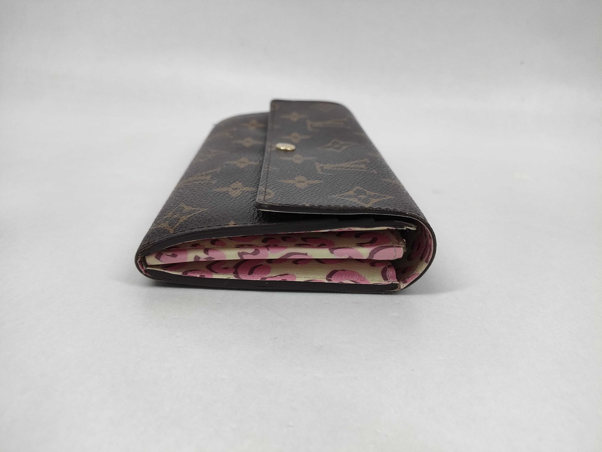 LOUIS VUITTON M60106 Monogram Portefeuille Sarah Leopard Print Pink Wallet/Initialized Wallet