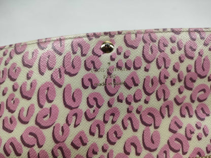 LOUIS VUITTON M60106 Monogram Portefeuille Sarah Leopard Print Pink Wallet/Initialized Wallet