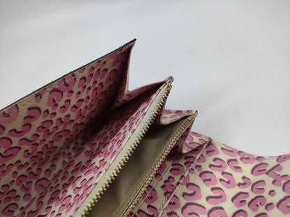 LOUIS VUITTON M60106 Monogram Portefeuille Sarah Leopard Print Pink Wallet/Initialized Wallet