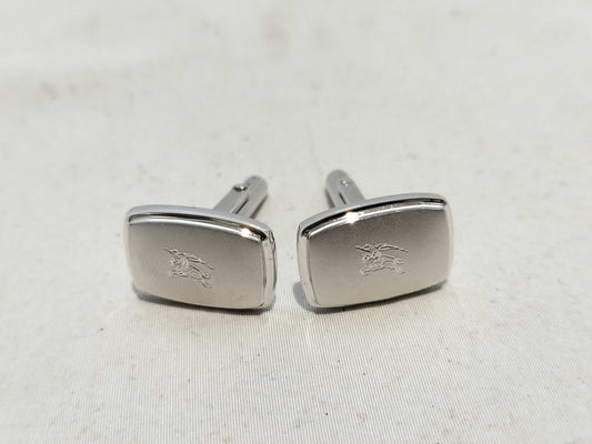 BURBERRY Boxed Silver Cufflinks with Horse Logo