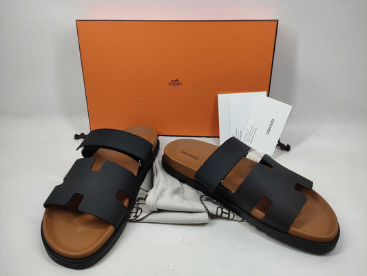 HERMES Chypre Black Sandals
