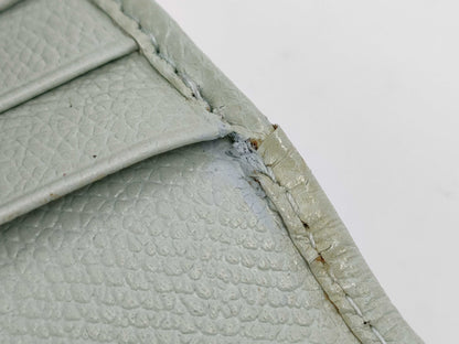 CHANEL Coco Button Tri-fold Wallet with Double Hook, Leather, Mint Blue