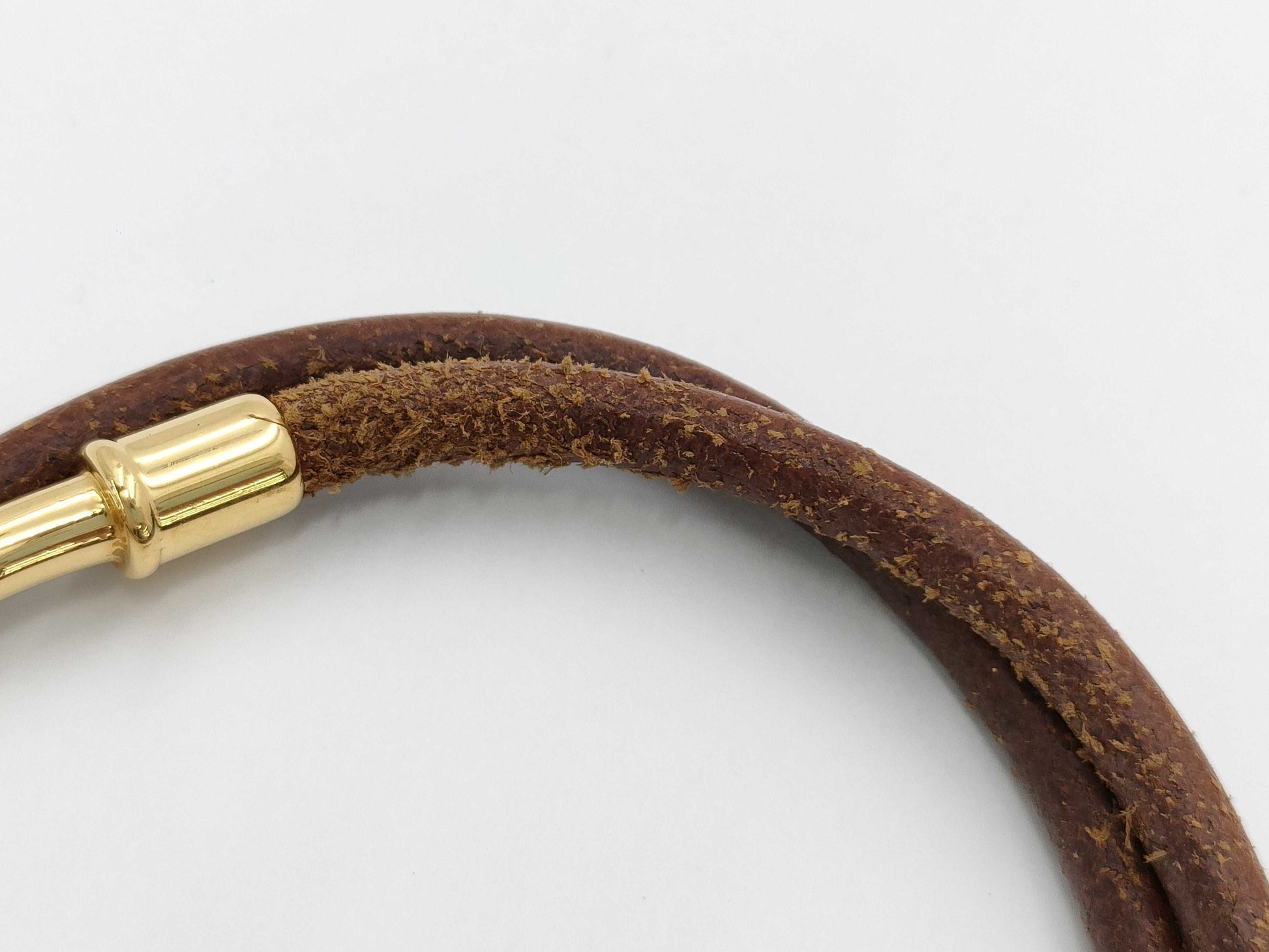 HERMES Jumbo GP x Leather Brown Bracelet/Bangle