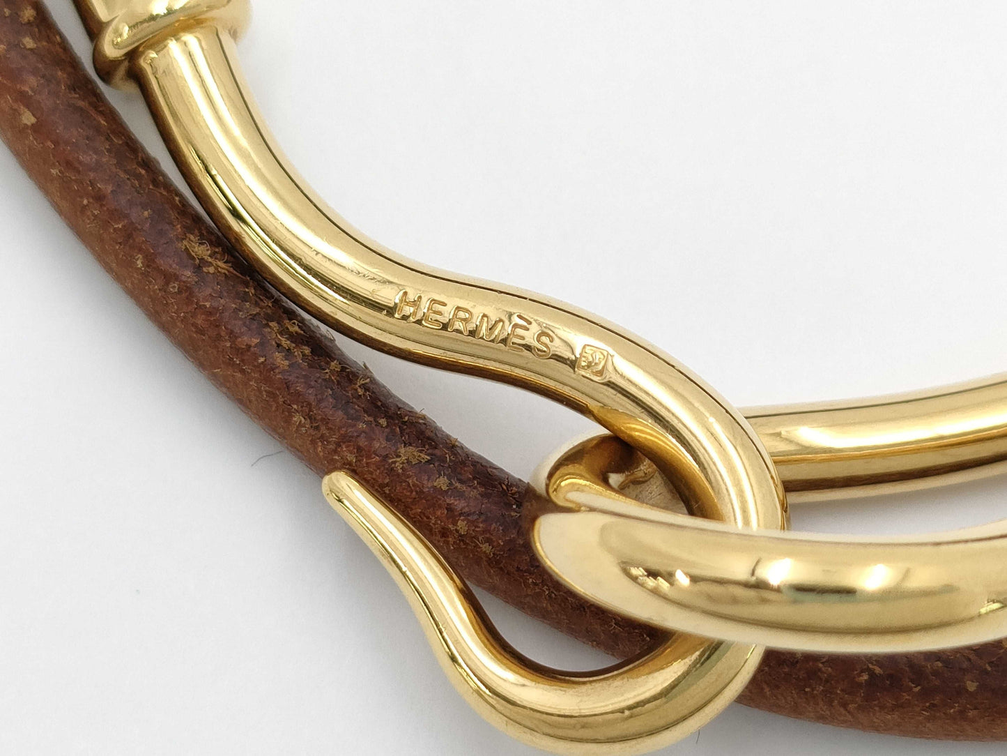 HERMES Jumbo GP x Leather Brown Bracelet/Bangle