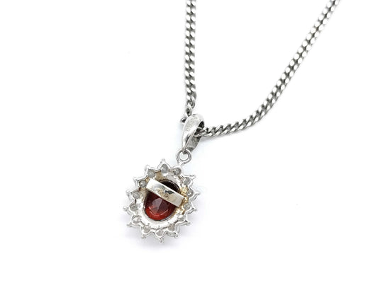 Garnet and Diamond PT900/850 5.6g Necklace 