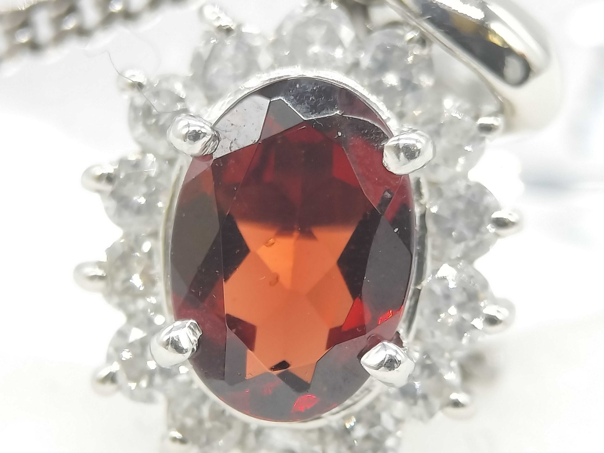 Garnet and Diamond PT900/850 5.6g Necklace 