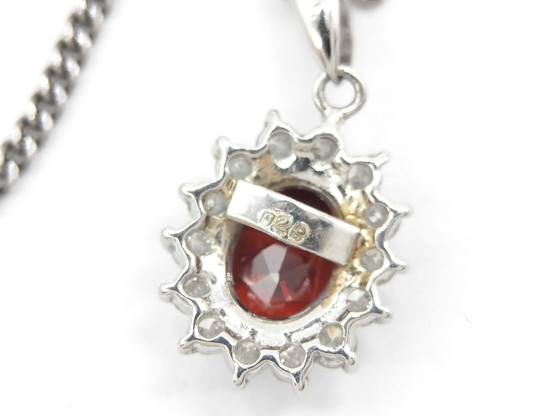 Garnet and Diamond PT900/850 5.6g Necklace 