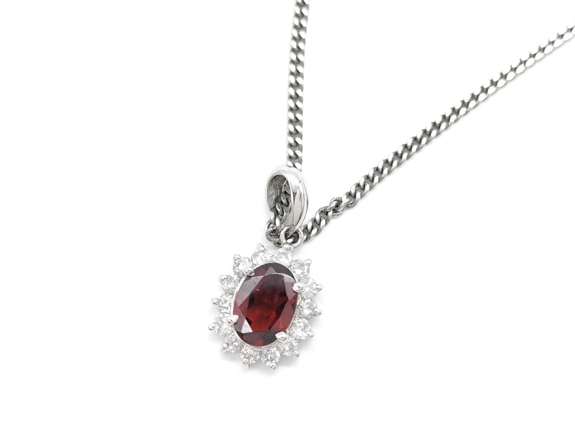 Garnet and Diamond PT900/850 5.6g Necklace 