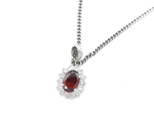 Garnet and Diamond PT900/850 5.6g Necklace 