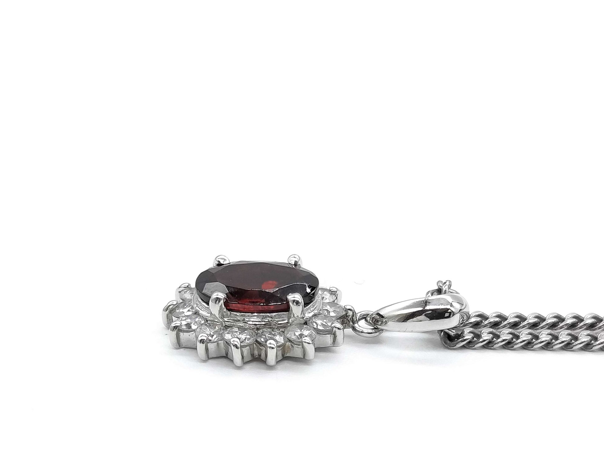 Garnet and Diamond PT900/850 5.6g Necklace 