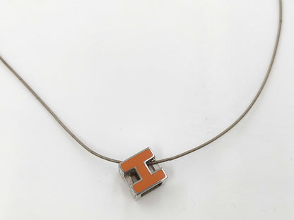 HERMES CAGE d'Ache H Cube 925 Orange Necklace