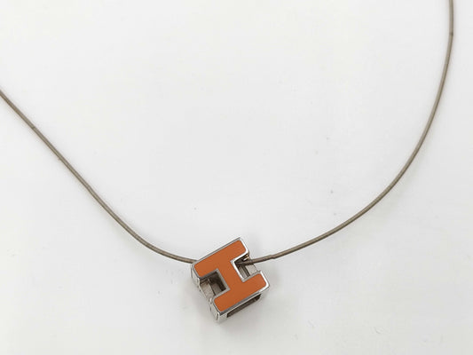 HERMES CAGE d'Ache H Cube 925 Orange Necklace
