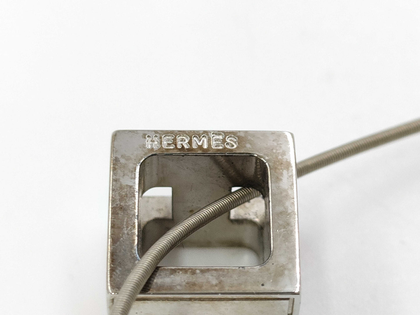 HERMES CAGE d'Ache H Cube 925 Orange Necklace