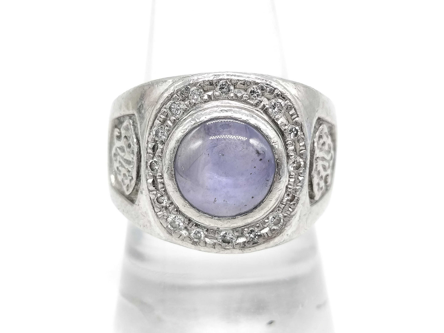 Stainless steel 3.34ct D 0.26ct Pt900 21.1g ring 