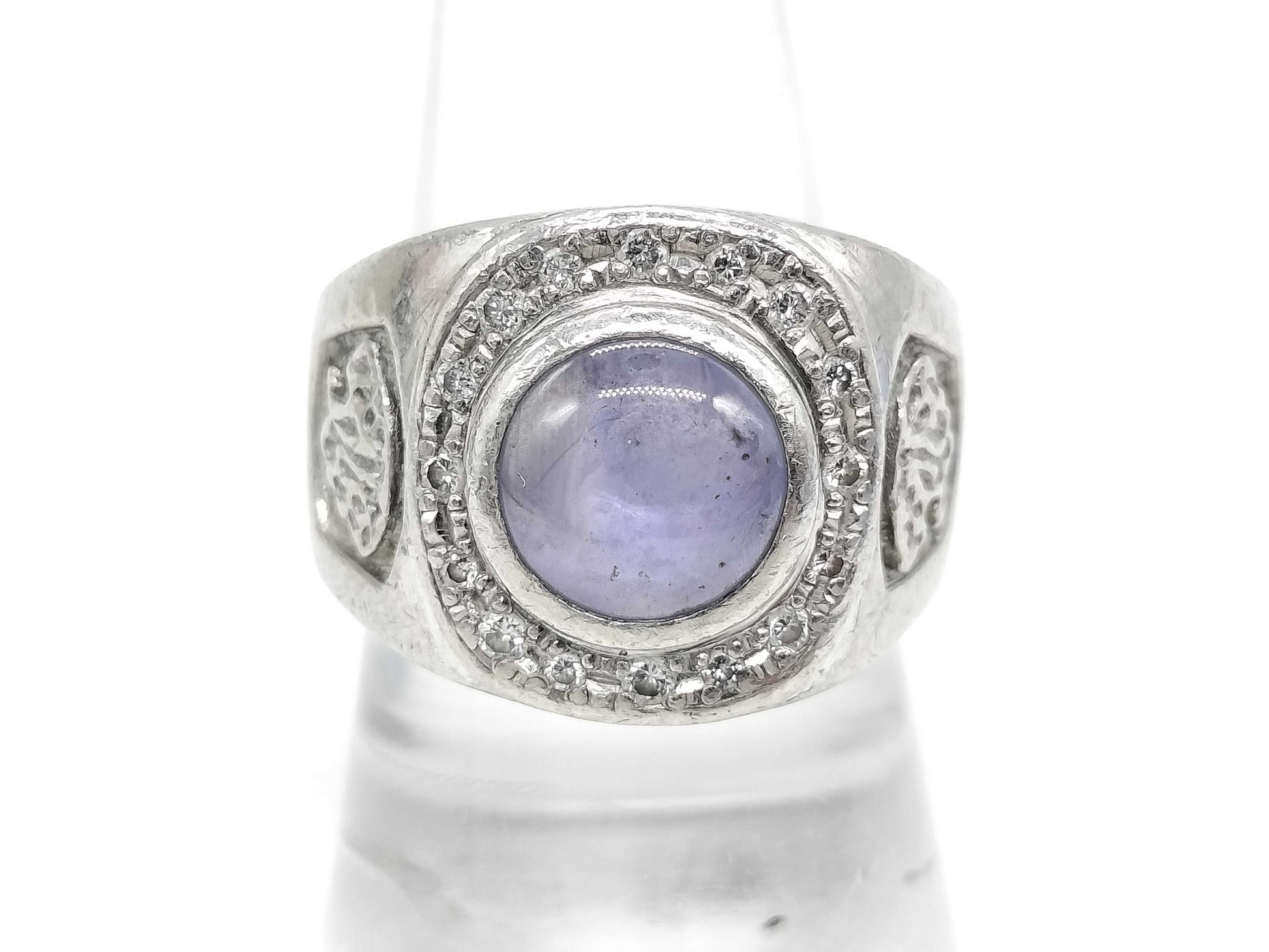Stainless steel 3.34ct D 0.26ct Pt900 21.1g ring 