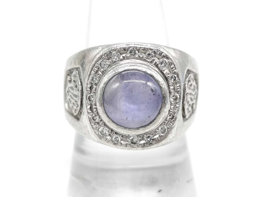 Stainless steel 3.34ct D 0.26ct Pt900 21.1g ring 