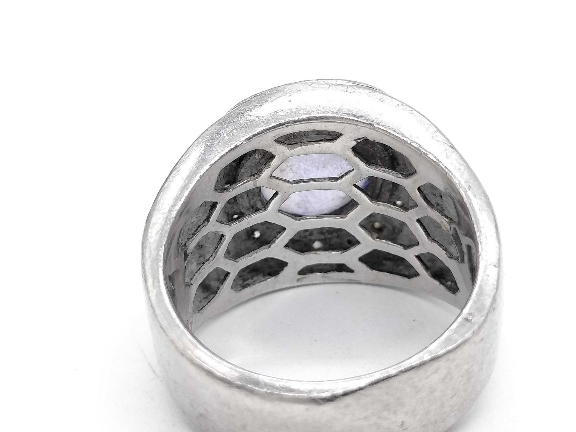 Stainless steel 3.34ct D 0.26ct Pt900 21.1g ring 
