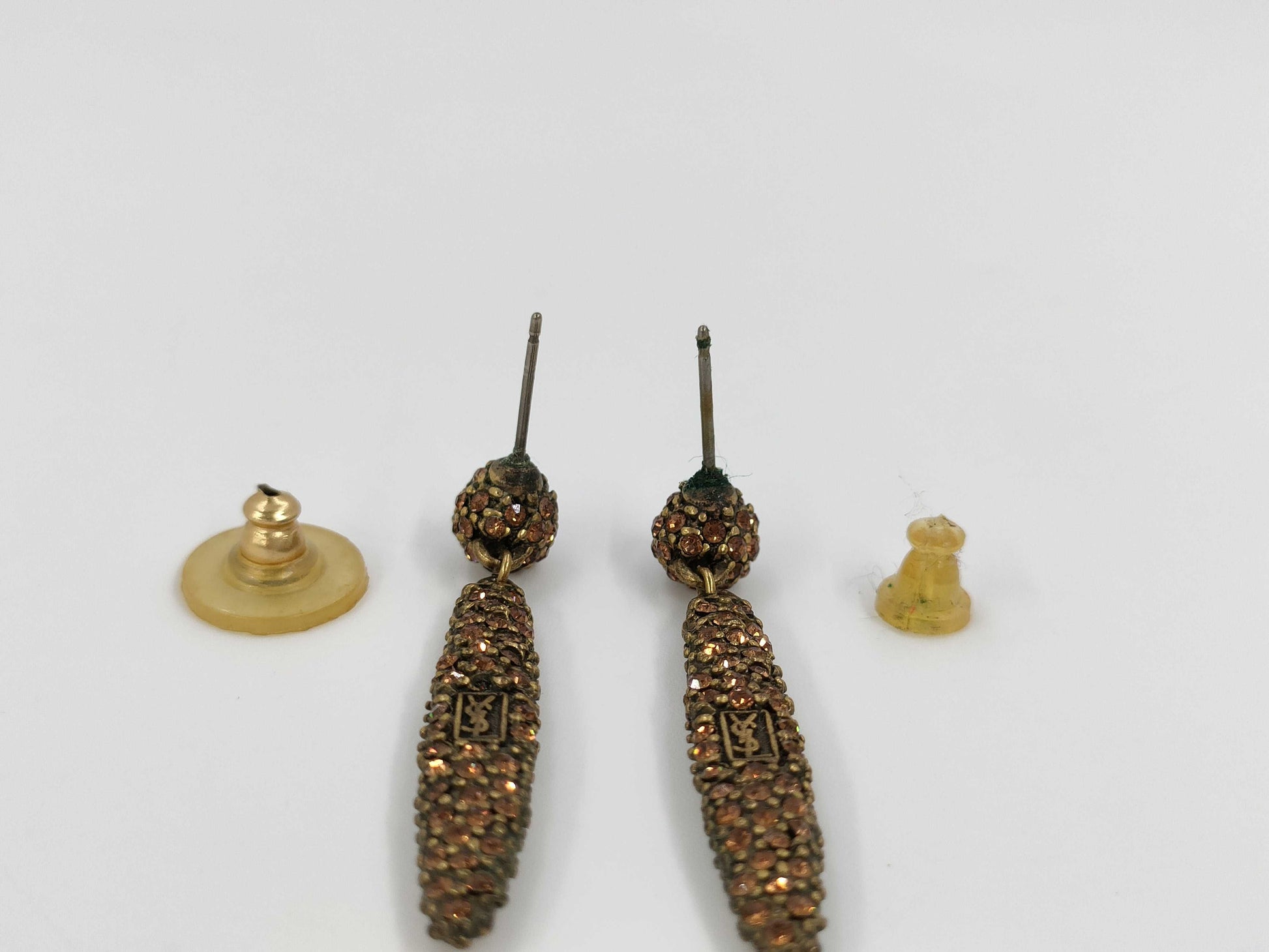 Yves Saint Laurent Rhinestone Logo Earrings