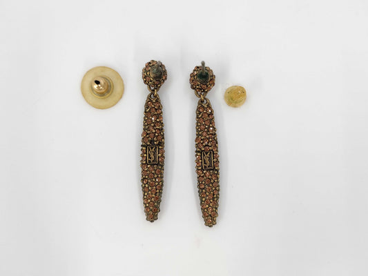 Yves Saint Laurent Rhinestone Logo Earrings