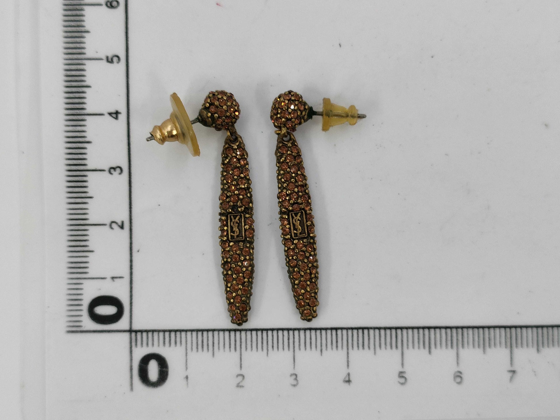 Yves Saint Laurent Rhinestone Logo Earrings
