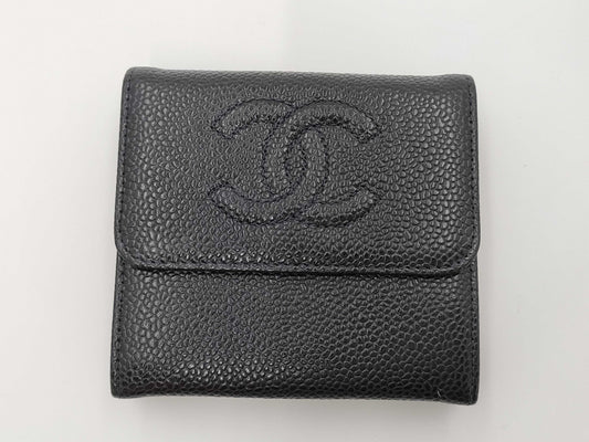CHANEL Caviar Leather Double Hook Wallet with Department Store Seal