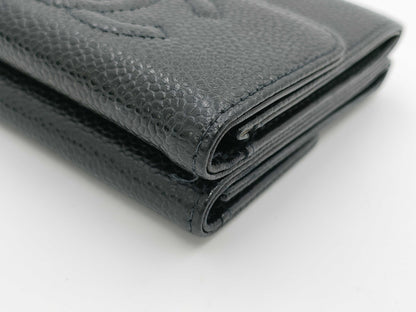 CHANEL Caviar Leather Double Hook Wallet with Department Store Seal