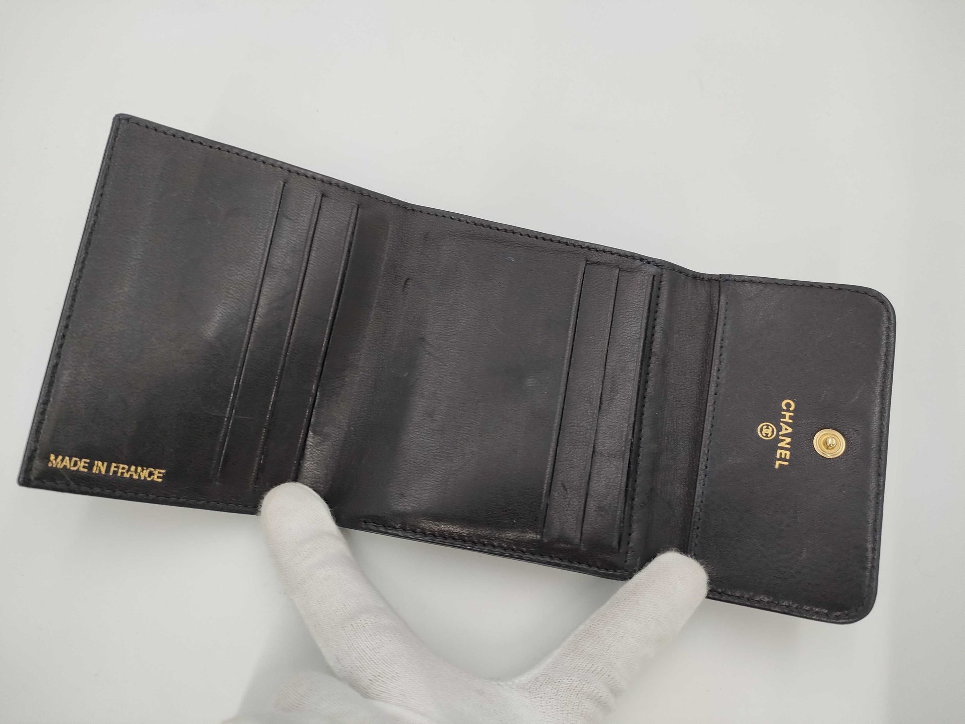 CHANEL Caviar Leather Double Hook Wallet with Department Store Seal
