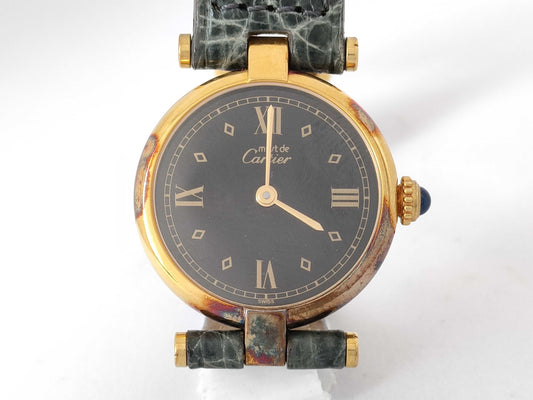 Cartier Vermeil/Round/Black Dial Women's Watch