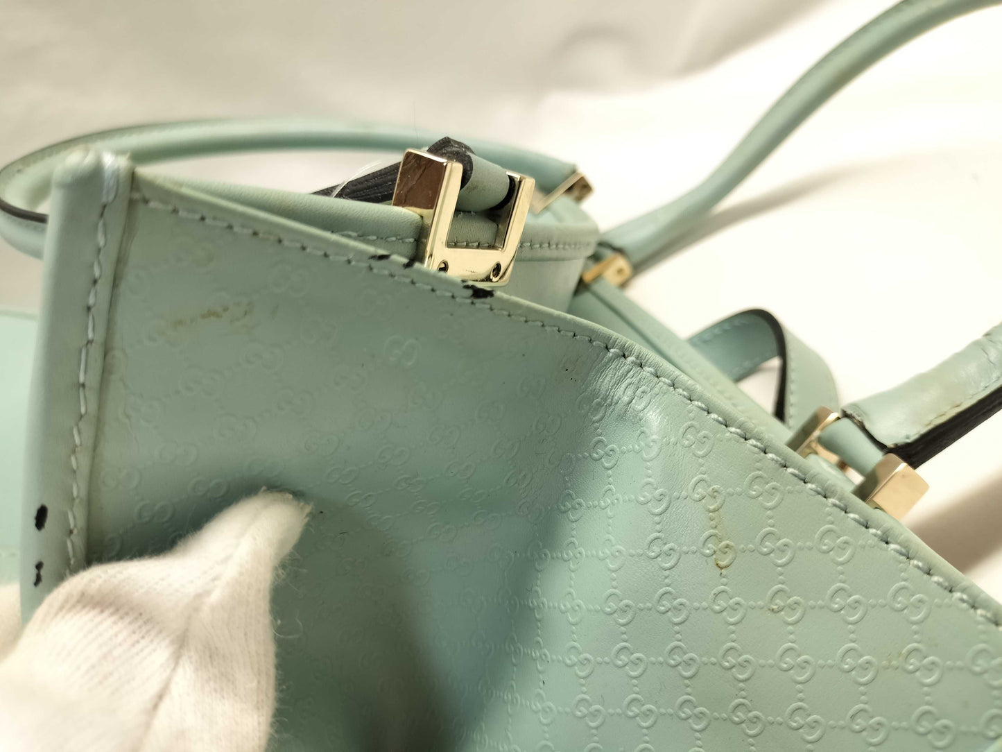 GUCCI Jackie 002/1065/Micro GG/Handbag/Sky Blue Handbag