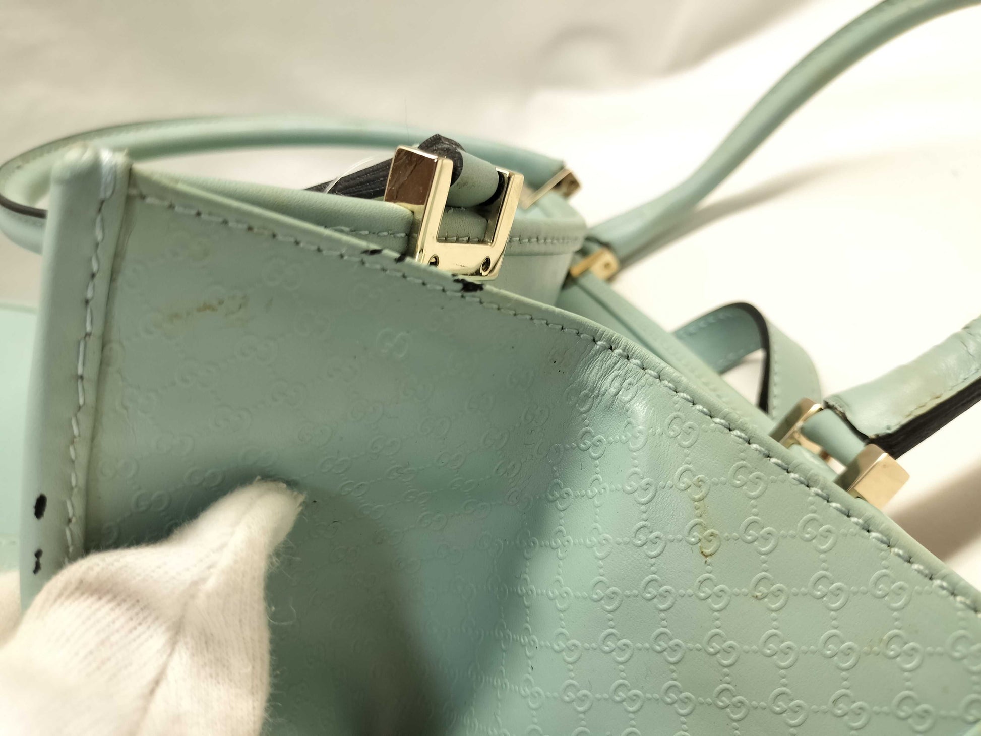 GUCCI Jackie 002/1065/Micro GG/Handbag/Sky Blue Handbag