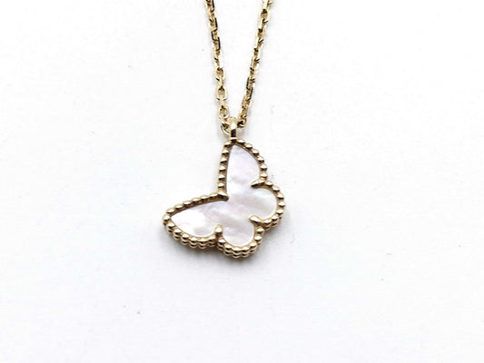 Van Cleef & Arpels Sweet Alhambra Papillon Shell Necklace in Yellow Gold and Au750, 3.0g 