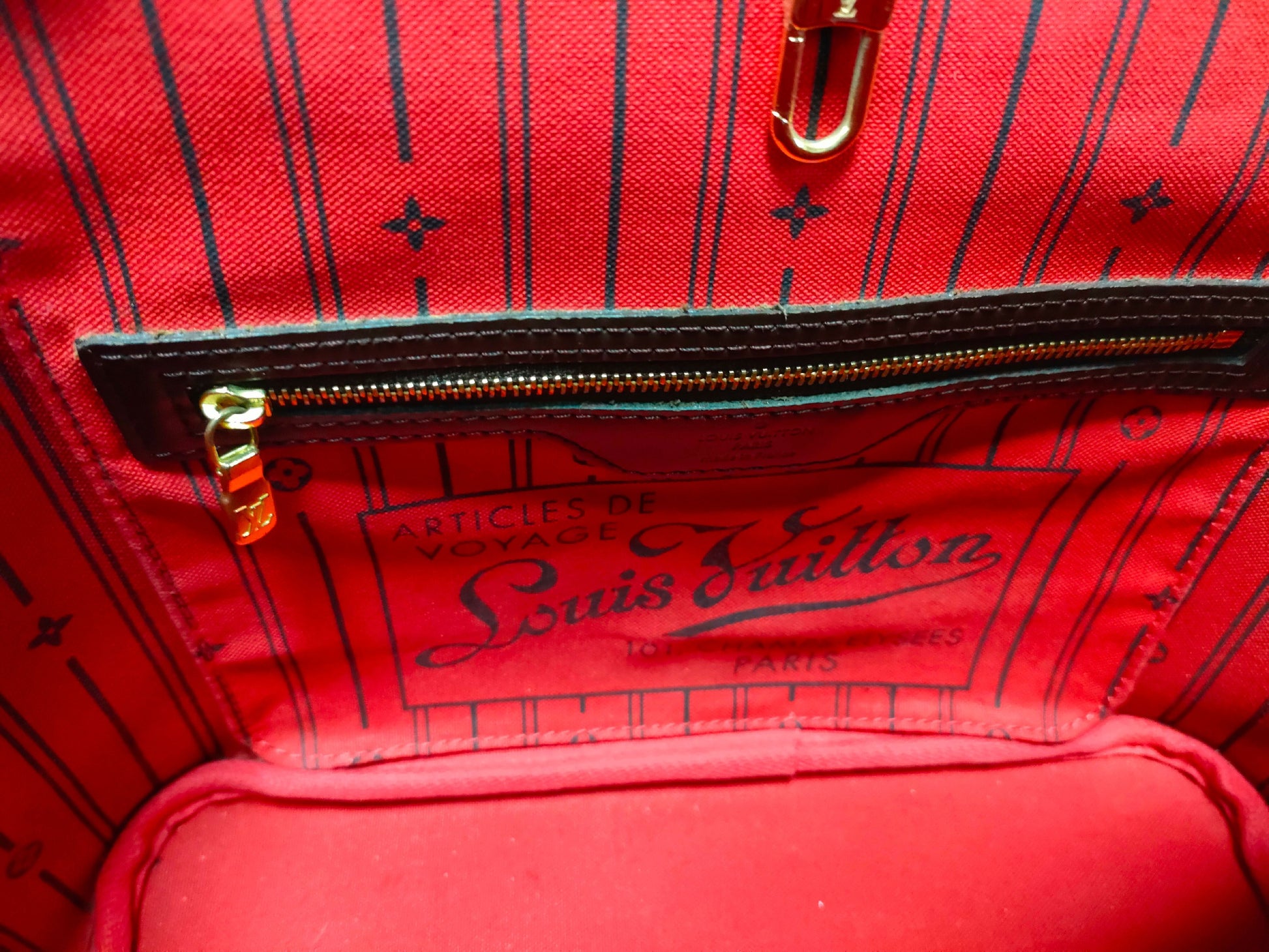 LOUIS VUITTON N41359 Damier Neverfull PM Tote Bag with Deteriorated Pockets