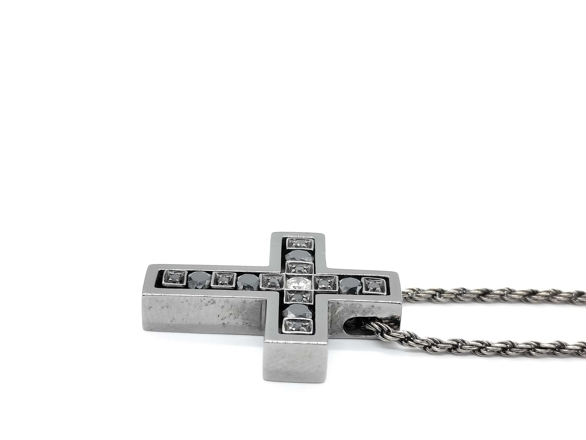 Damiani Belle Epoque Black Diamond Necklace in 750 White Gold, 10.1g 