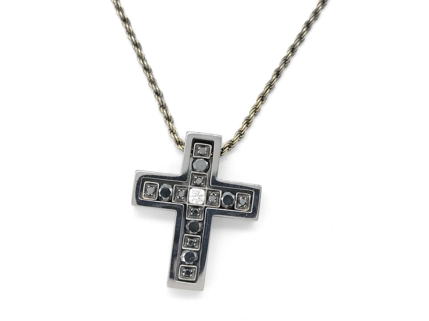 Damiani Belle Epoque Black Diamond Necklace in 750 White Gold, 10.1g 