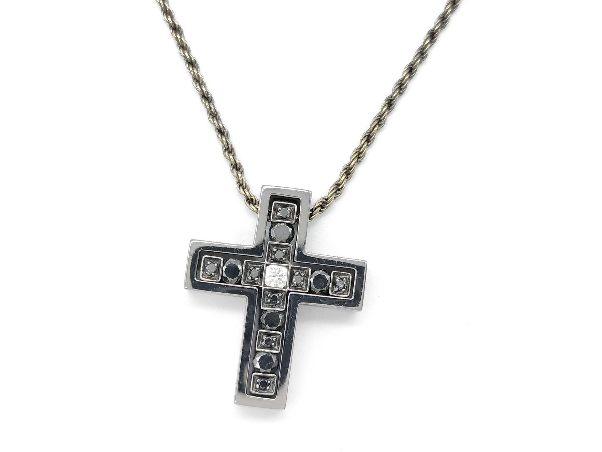 Damiani Belle Epoque Black Diamond Necklace in 750 White Gold, 10.1g 