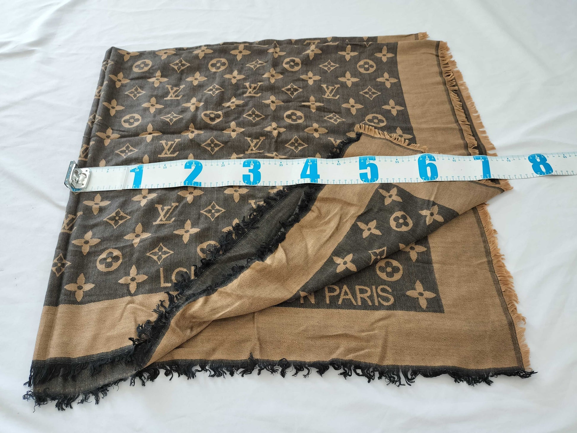 LOUIS VUITTON Monogram Large Fringe Stole*1 Scarf