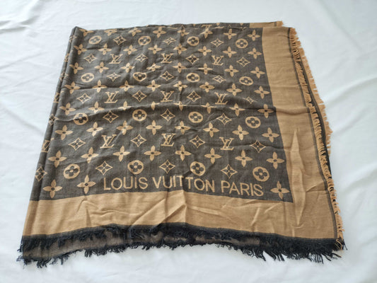 LOUIS VUITTON Monogram Large Fringe Stole*1 Scarf